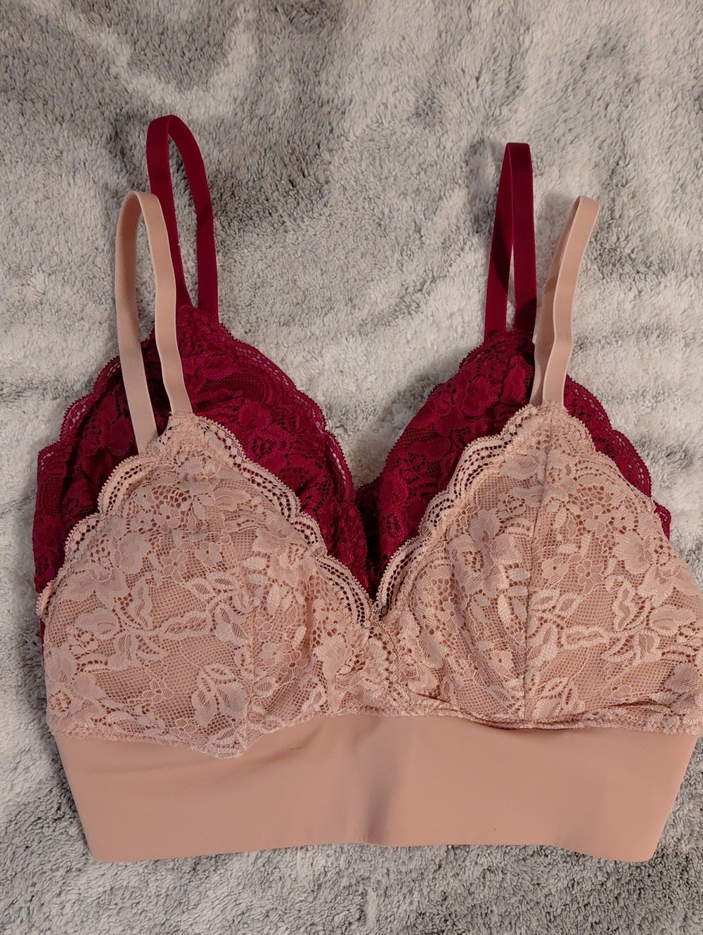 Joyspun Lace Bralette — Blush Pink & Wine